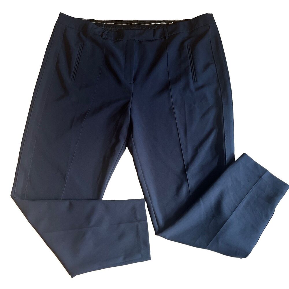 G By Giuliani Pants Womens 22W Navy Blue Tapered Poly Blend Dress Career Hi Rise